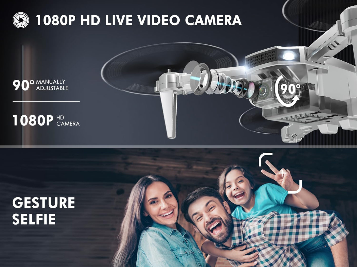 AVIALOGIC Mini Drone with Camera for Kids,RC Helicopter FPV RC Quadcopter with 1080P HD Live Video Camera,Altitude Hold,Gravity Control,2 Batteries,Birthday and Xmas Gifts Toys for Boys Girls,Silver