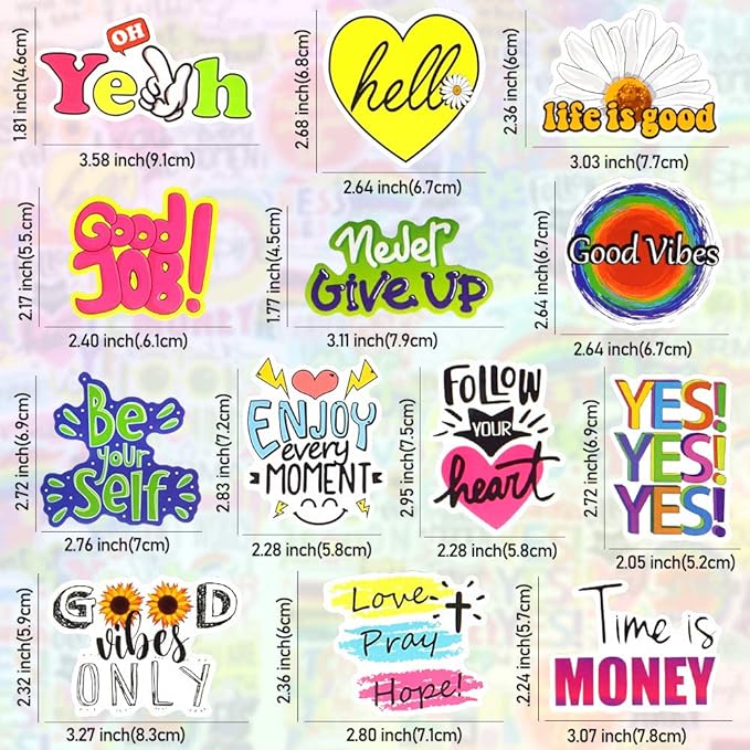 QTL Inspirational Stickers for Kids Motivational Stickers for Water Bottles Laptop for Teens Adults Waterproof Vinyl Pack 50Pcs