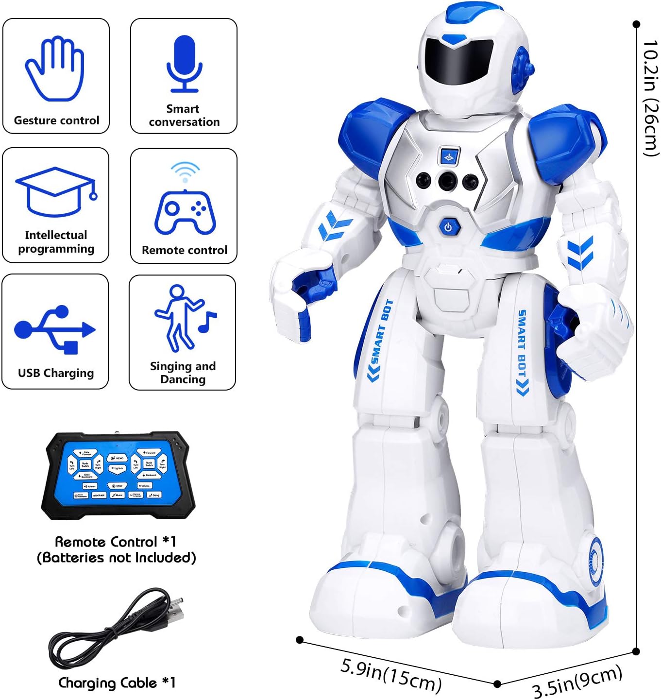 KingsDragon Robots Toy for Kids, RC Gesture Sensing Toy, Interactive Walking Singing Dancing Robot Birthday Presents for Boys Girls Age 6 7 8 9 Years Old
