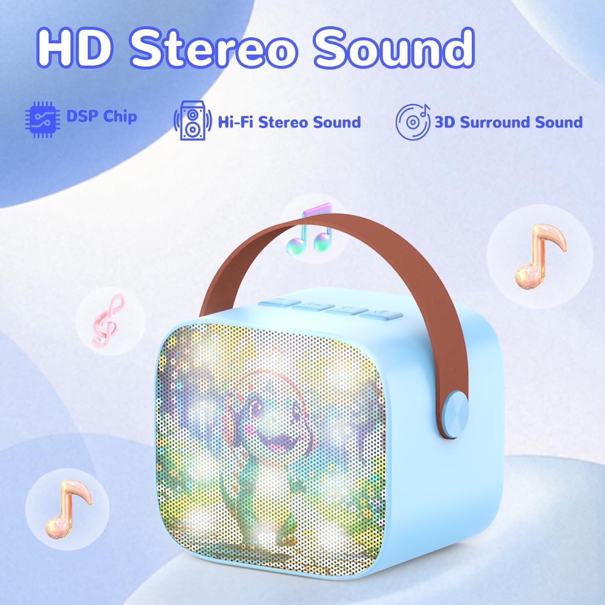 Mini Karaoke Machine for Kids Teen Adults - Toddler Toys Birthday Gift for Girls Boys Ages 3-12, Portable Bluetooth Speaker Set with 2 Wireless Microphones fits Family Fun Indoor Party Outdoor, Blue