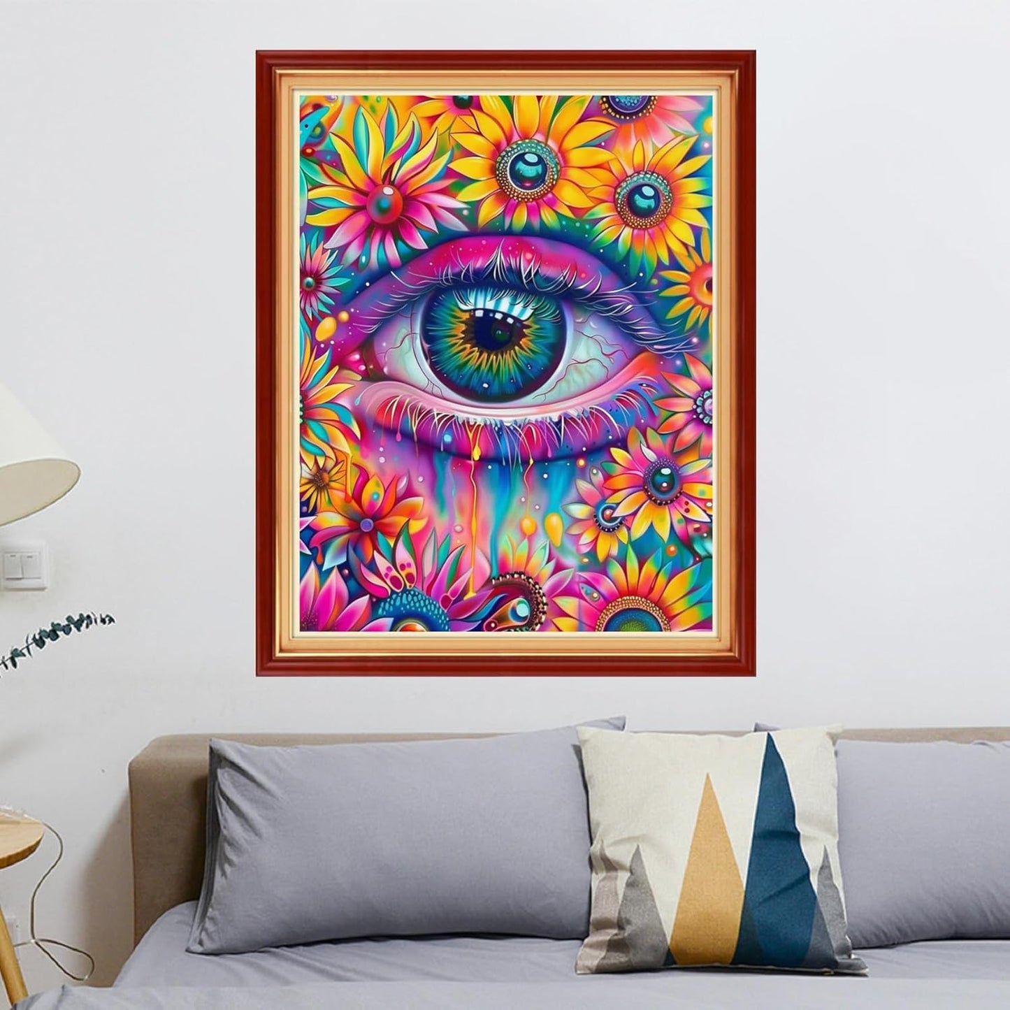 Redxing Stamped Cross Stitch Kits Full Range of Embroidery Starter Kits- Needlepoint Counted Cross Stitch Kits for Beginner Adults 11CT Printed Embroidery Kit-Colorful Flower Eyes 16x20 inchs