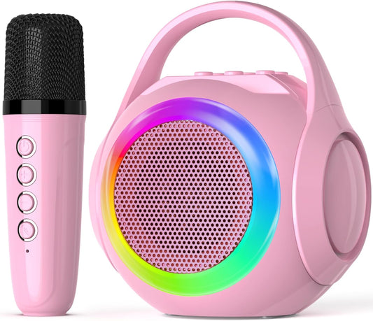 Hockvill Mini Karaoke Machine for Kids with Microphone, Bluetooth Toddler Karaoke Toy with LED Lights, Rechargeable Portable Speaker for Girls & Boys Ages 3-10, Children’s Day & Birthday Gift Ideas