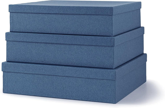 Soul & Lane Decorative Storage Boxes with Lids, Paper Storage Box Set for Keepsakes and Photos, Decorative Boxes for Home Decor, Stationery, Office Organizers, Navy Blue