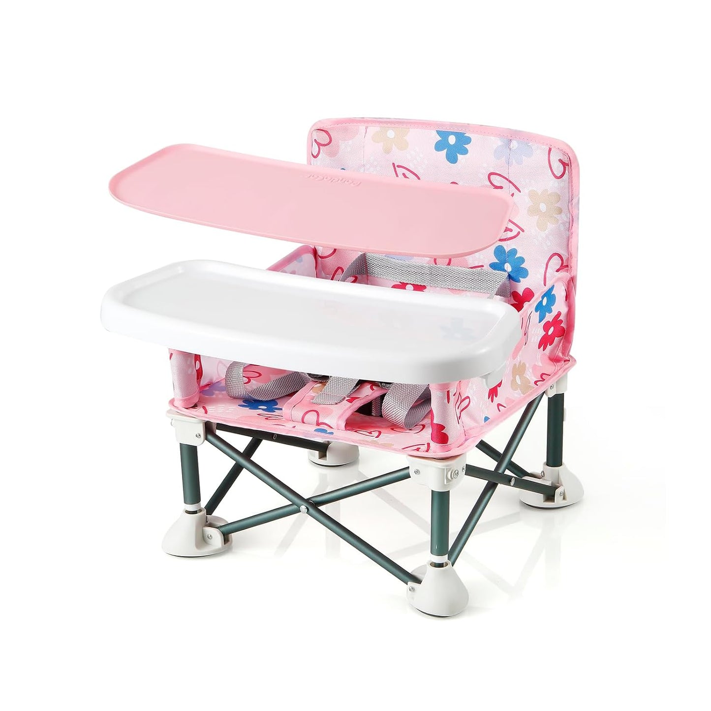 PandaEar Portable Baby Seat Travel| Compact Fold with Straps for Indoor/Outdoor Use| Great for Camping, Beach, Lawn |Toddlers, Kids, Boys, Girls (with Placemat, Pink)