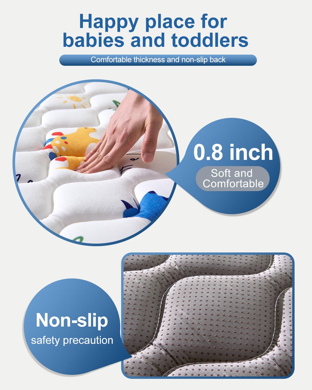 Odorless Premium Foam Baby Play Mat 79" x 71", Soft Microfiber Fabric Crawling Mat for Floor- Comfortable and Hypoallergenic, Non-Slip Cushioned Floor Playpen mat for Infants,Babies,Toddlers