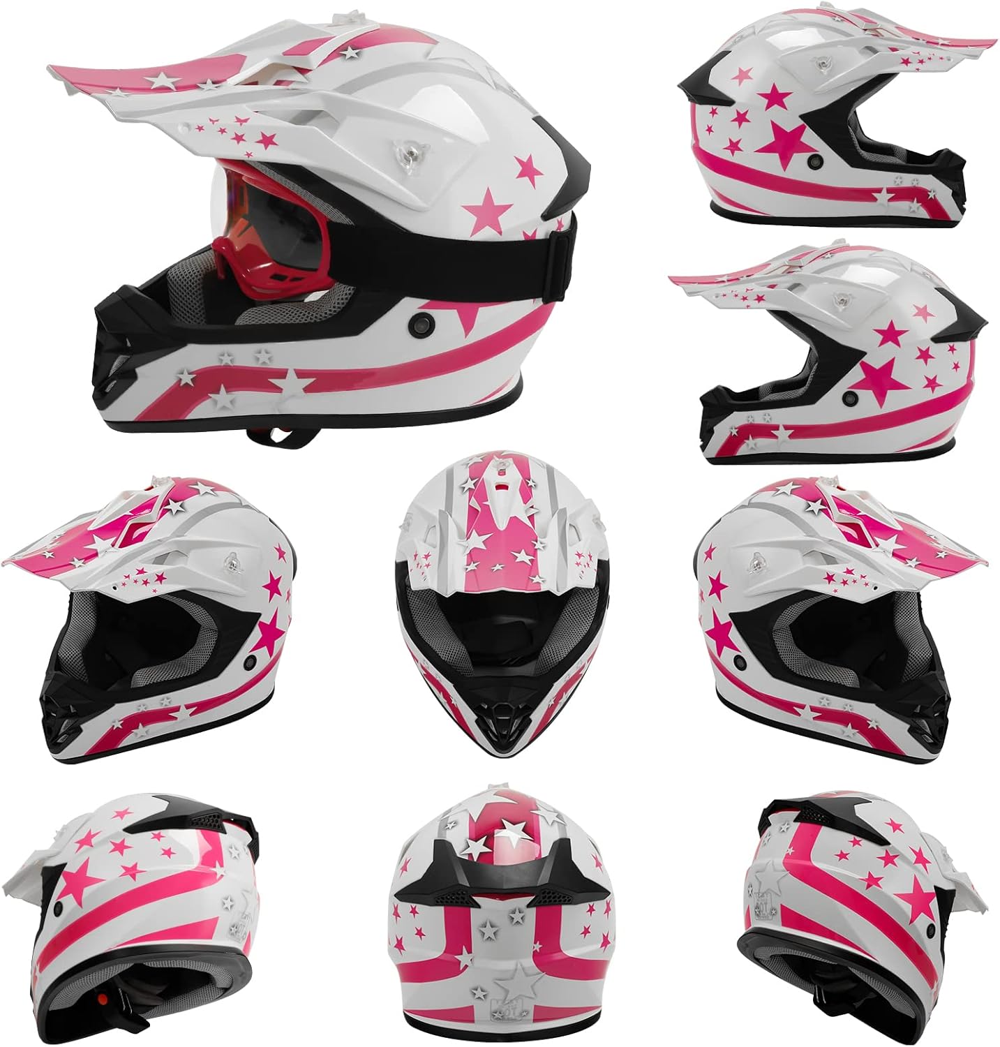 TCMT Dot Youth & Kids Motorcycle Off-Road Helmet Full Face Motocross Street Dirt Bike Mountain Bike BMX MX ATV Helmet+Goggles+Gloves New