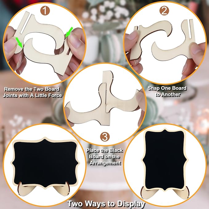 Herda 18 PCS Mini Chalkboard Signs with Easel Stand, Wooden Blackboard Labels for Wedding Celebration, Name/Place Cards, Food Labels for Party Buffet, Reusable Signs/Message Boards/Table Numbers etc.