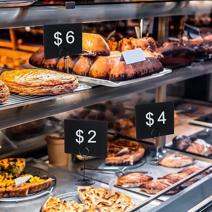 TecUnite 12 Pcs Mini Chalkboard Signs, 4"x3" Small Chalkboard Label with Metal Stand 2 Water Based Chalk for Food Buffet Tabletop Blackboard Sign for Party Bakery(Black,3.4 x 1.6 in)