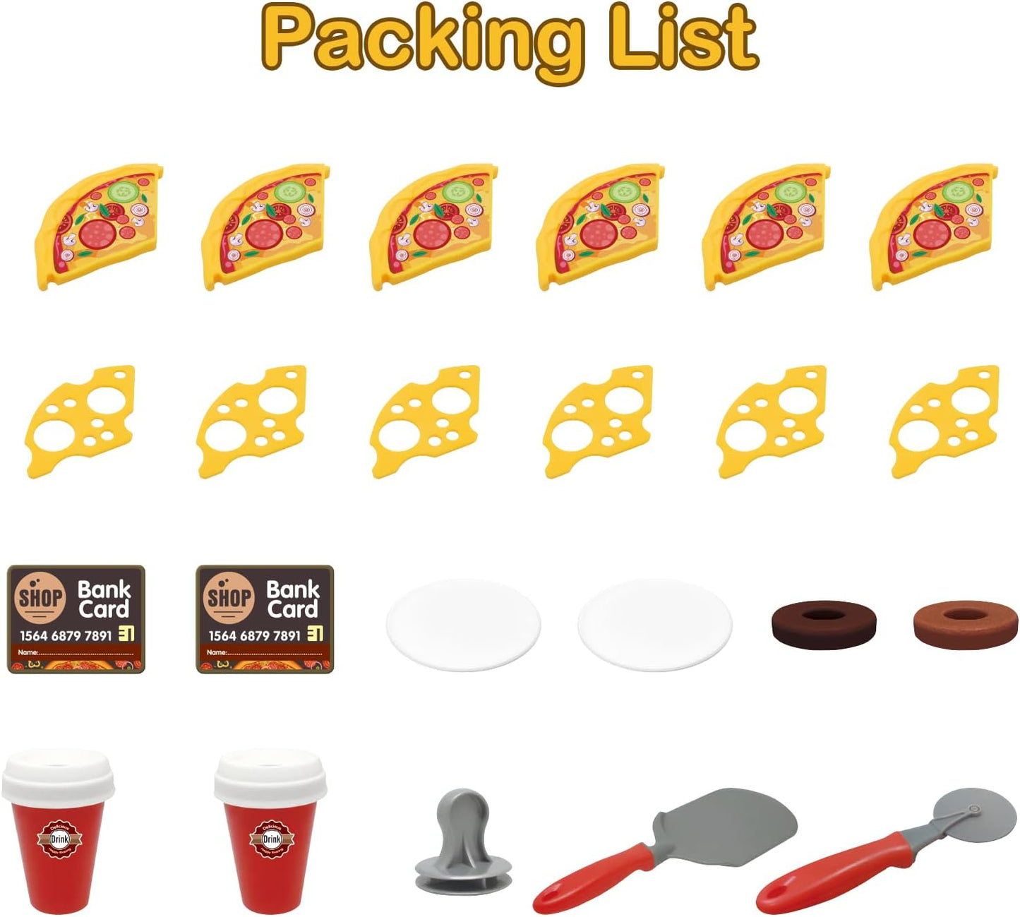 deAO Pretend Play Store Coffee Playset Kids Coffee Maker Play Set Pizzas Shop with Cash Register Toy Kitchen Playset Accessories Gifts for Toddlers Boys Girls