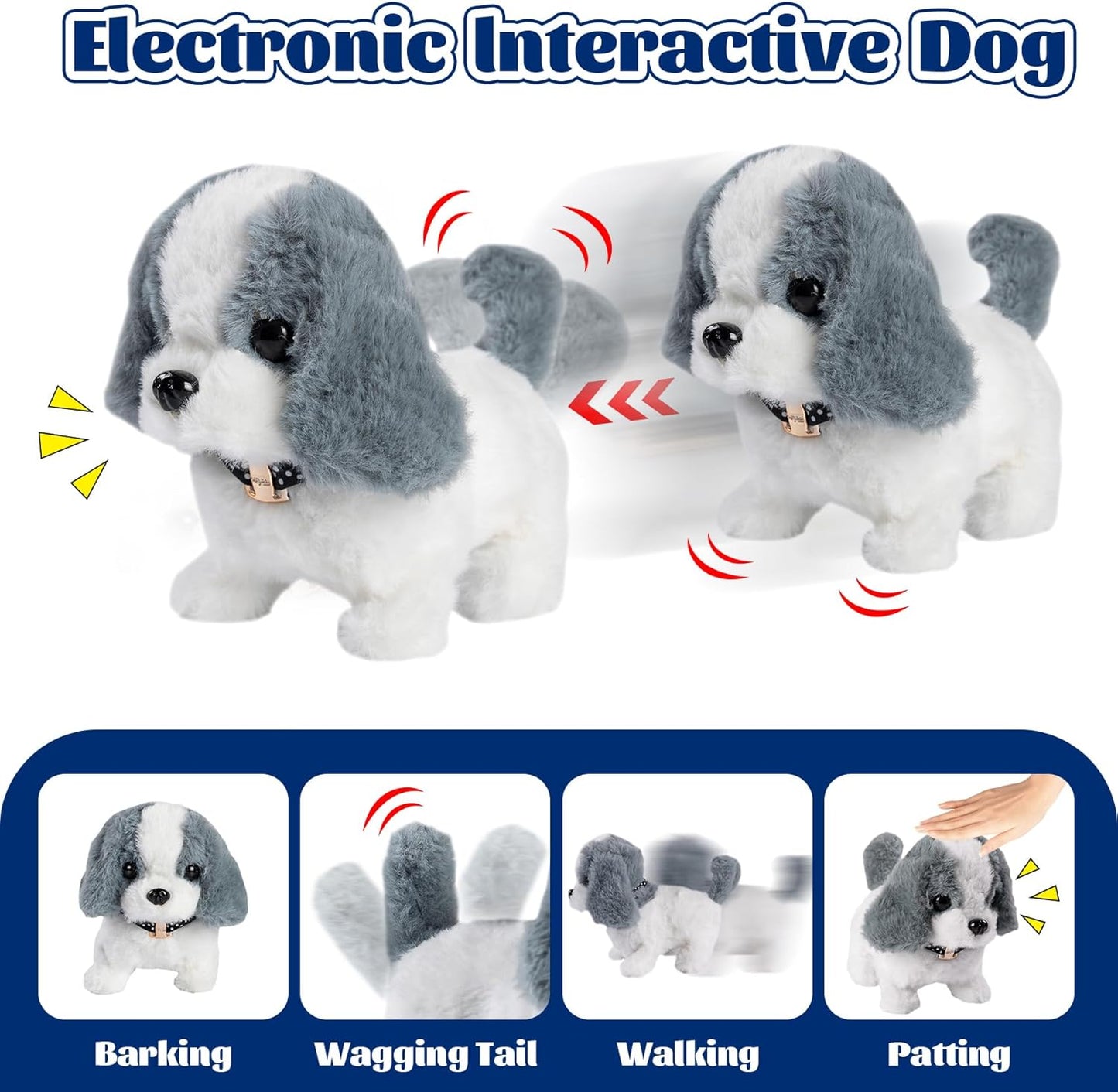 Robot Dog Toy for Kids,Electronic Pet Puppy W/Walking&Barking,Pet Care Pretend Play Set,Interactive Plush Stuffed Toys with Backpack, for Boys,Girls,Toddlers