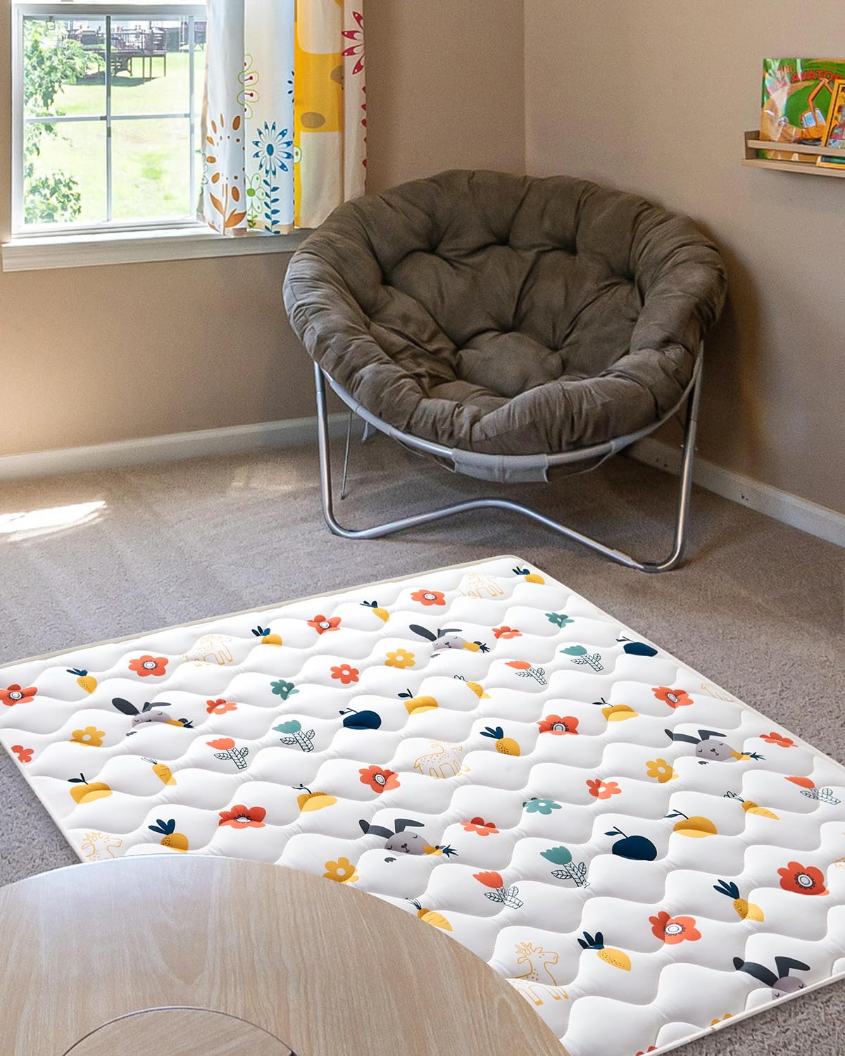Odorless Premium Foam Baby Play Mat 59" x 59", Soft Microfiber Fabric Crawling Mat for Floor- Comfortable and Hypoallergenic, Non-Slip Cushioned Floor Playpen mat for Infants,Babies,Toddlers