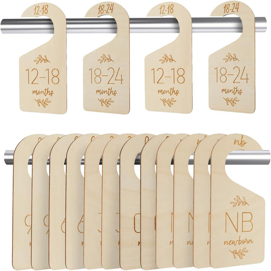 16Pcs Baby Closet Dividers Cute Baby Clothes Organizer Double Face Baby Closet Organizer for Clothes Organizer Wooden Baby Closet Dividers for Infant to Toddler