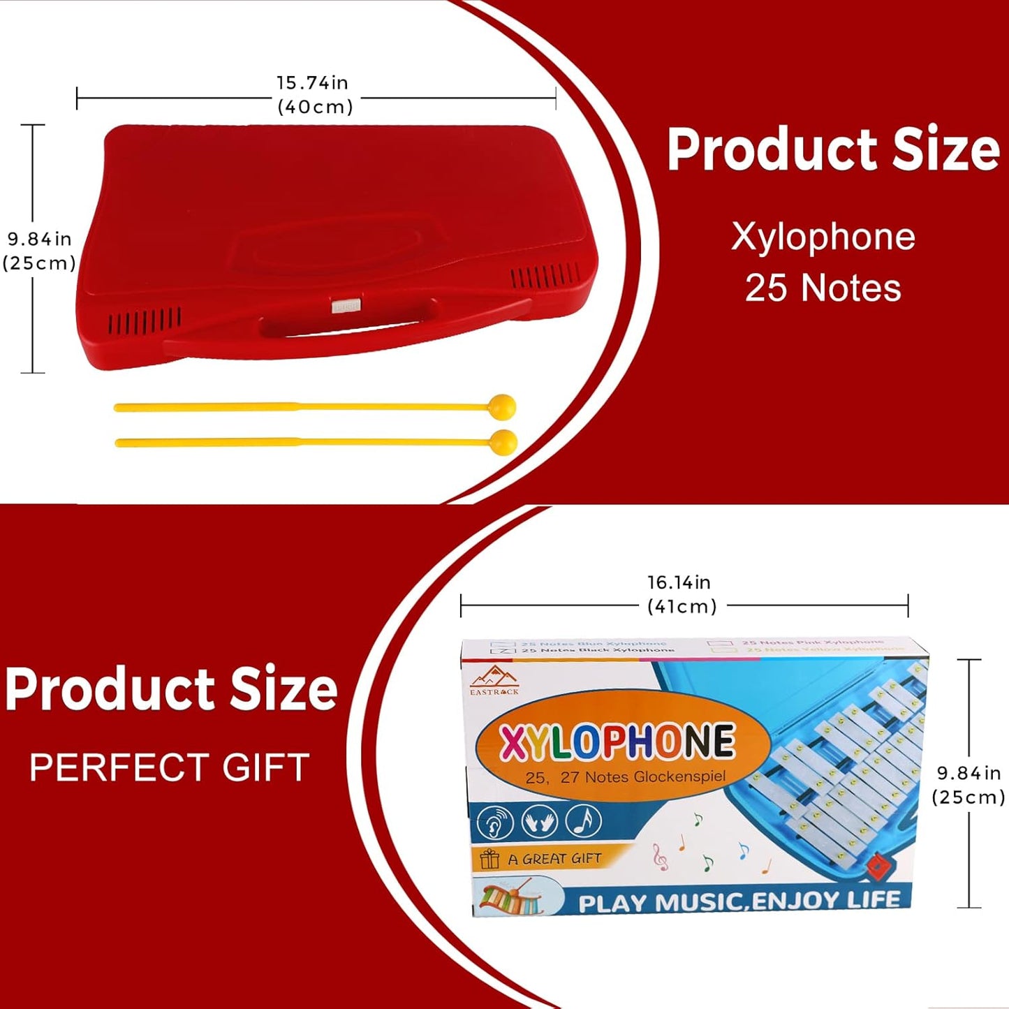 EASTROCK 25 Notes Glockenspiel Xylophone for Kids, Professional Music Teaching, Gifts