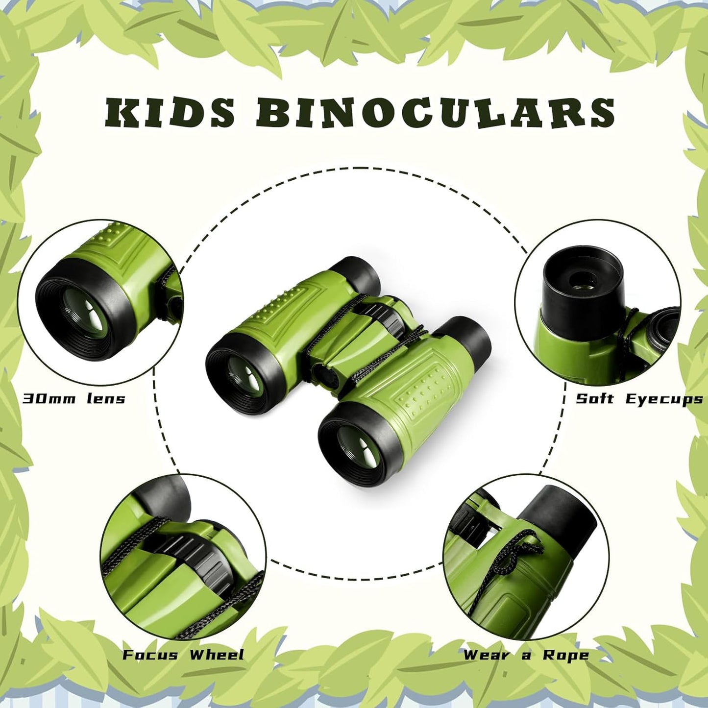Libima 24 Pcs Binoculars for Kids Educational Compact Kids Binoculars with Neck String Toddler Telescope for Boys Girls Learning Bird Watching Camping Hiking Travel Safaris Birthday Gifts(Green)