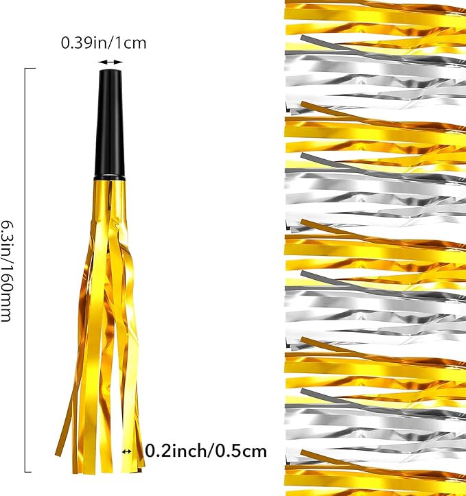 200 Pcs Party Blowers Noise Makers Party Horns Blowout Clappers Noisemakers for Halloween Christmas Birthday Sporting Party New Year's Eve Party Supplies 2025(Black Gold, Black Silver)