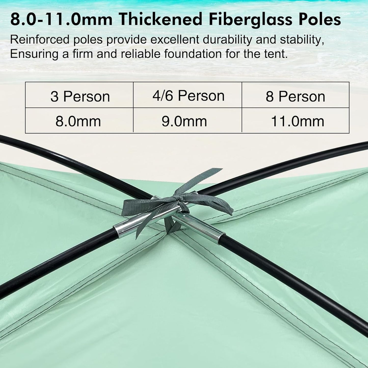 WhiteFang Beach Tent Anti-UV Portable Sun Shade Shelter for 3/4/6/8 Person, Extendable Floor with 3 Ventilating Mesh Windows Plus Carrying Bag, Stakes and Guy Lines