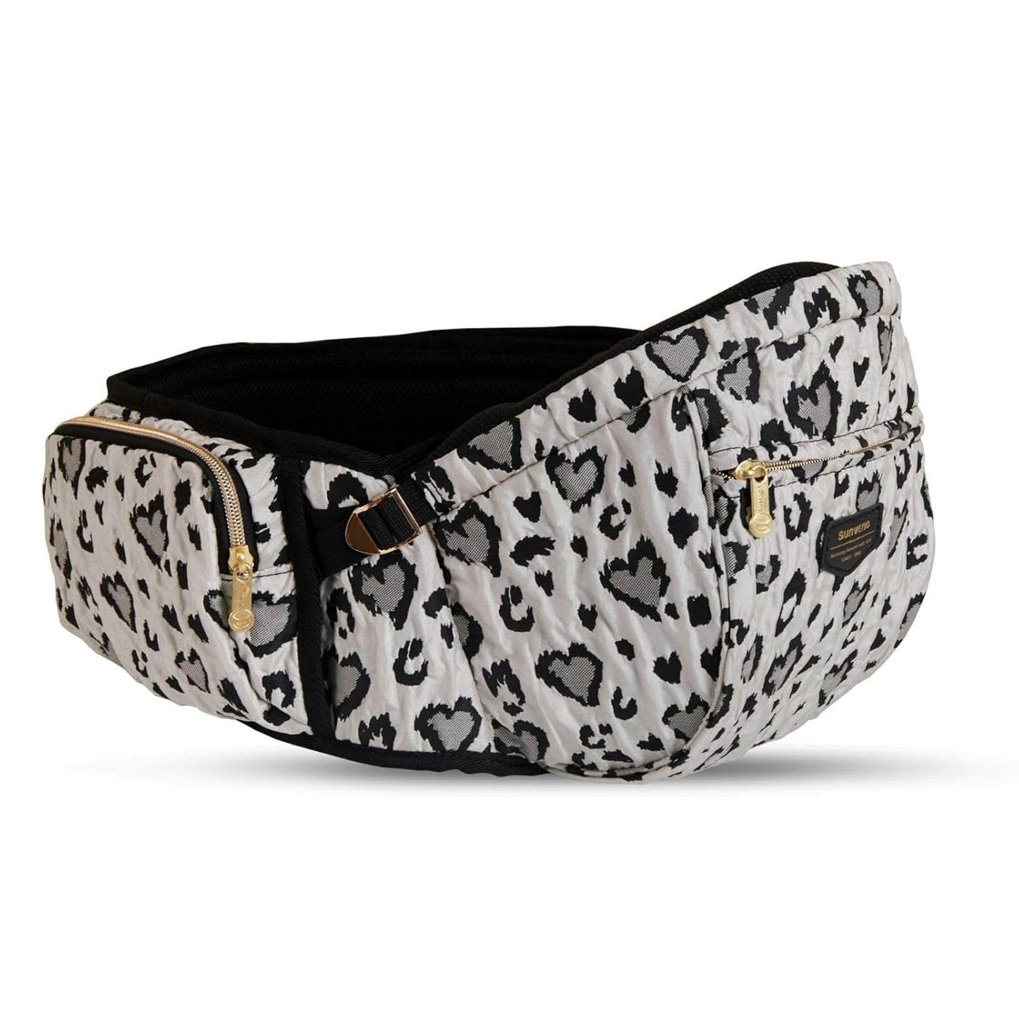 SUNVENO Baby Hip Carrier with Hip Seat, CPC-Certified, Ergonomic Infant Carrier for Newborns & Toddlers up to 45 lbs, Adjustable Waistband, Multiple Pockets, All-Season, Grey,Leopard Print