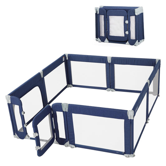 Baby Playpen,Large Play Pen for Babies and Toddlers with Door 79x71 Inch, Adjustable Playpen Non-Slip Suction Cups Base Safe and Sturdy, Indoor Outdoor Playard,Black