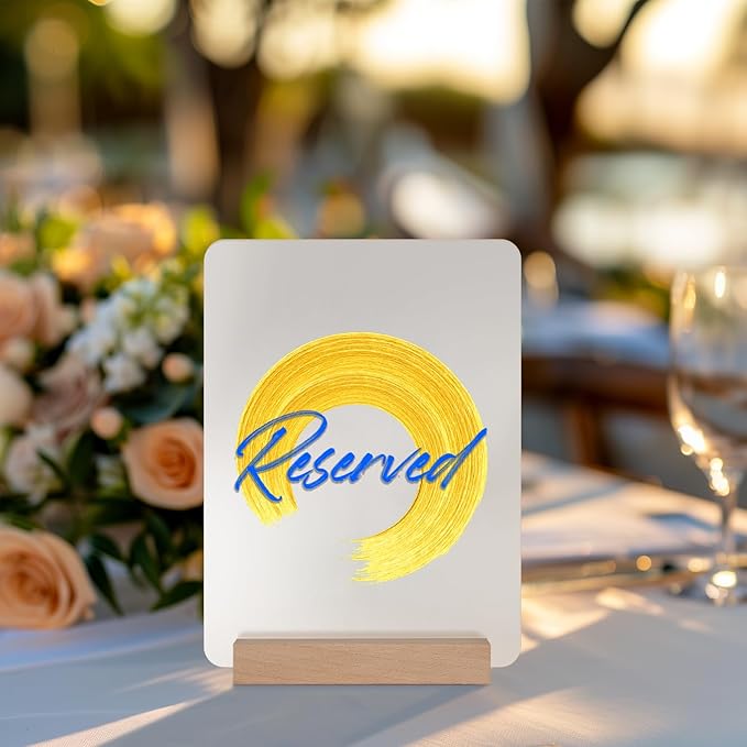 Frosted Blank Acrylic Sign with Wooden Stands - 10 Pack DIY Rectangle Customizable Sign Kit for Wedding Table Numbers, Restaurant Party Bridal Shower (6x8 Inch)