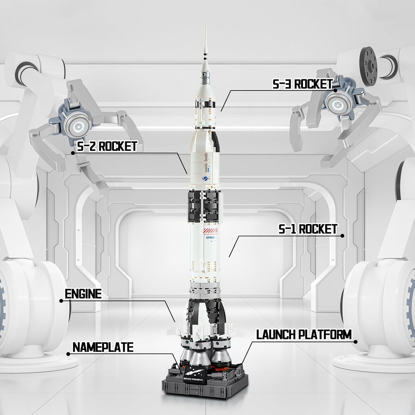 APENGBAOL Saturn V Space Rocket and Vehicles Building Blocks Set,613 Precision Space Shuttle Building Block Toys for Kids .Gifts for Adults