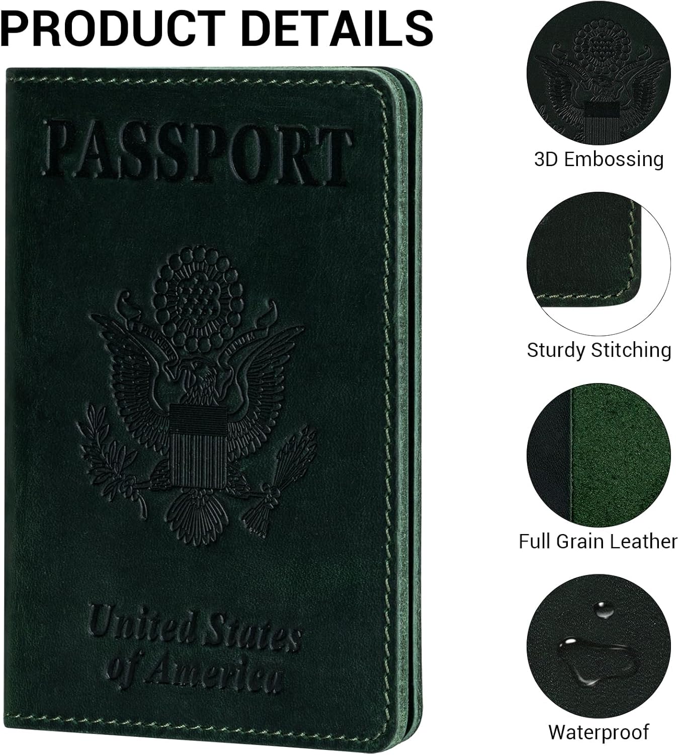 BIAOTIE Premium Leather Passport Holder Covers, Rfid Travel Wallet Passport Document Holder, Travel Essentials Wallet Cover Case for Men and Women (Green)