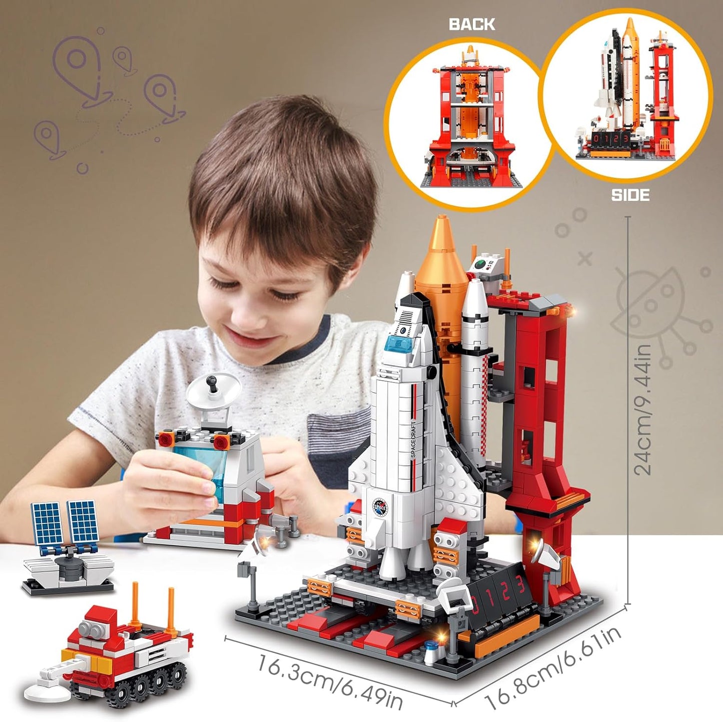 Space Exploration Shuttle Toys for 8-12 and 8-14 Years Boys Kids, 1008pcs 7 Models Aerospace Building Set with Heavy Transport Rocket and Launcher, Educational Construction Toy