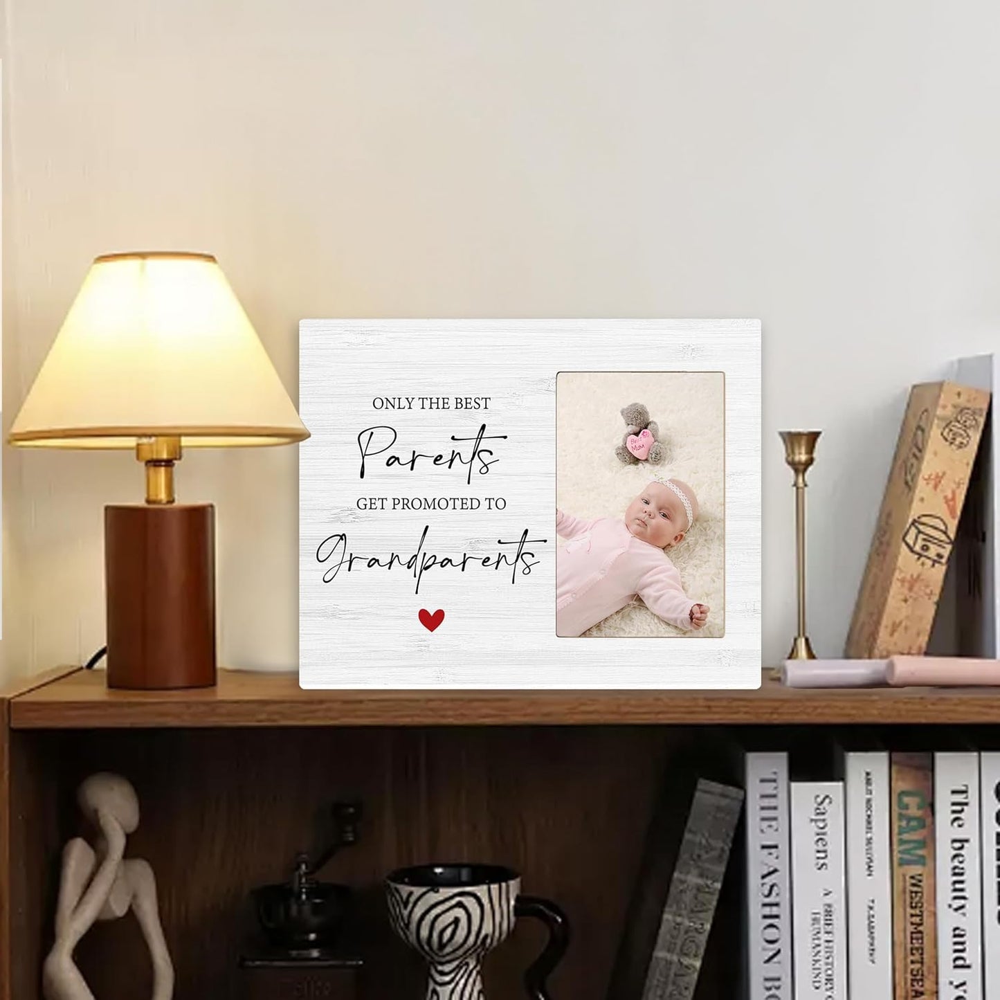 Grandparents Picture Frame Gifts - First Time Grandparents Gifts, Grandparents Baby Announcement Frame, Promoted to Grandparents Wooden Picture Frame for Tabletop or Wall Hanging 4x6 Photo