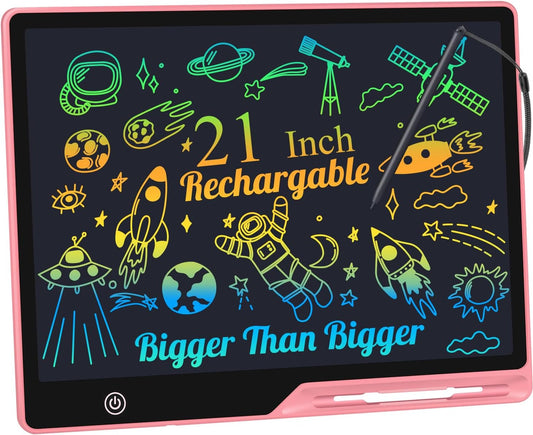 LCD Writing Tablet for Kids, Rechargeable 21 Inch Doodle Board,Easter Basket Stuffers,Preschool Learning Toys Christmas Birthday Gift 3 4 5 6 7 Year Old Girls Boys (Pink)