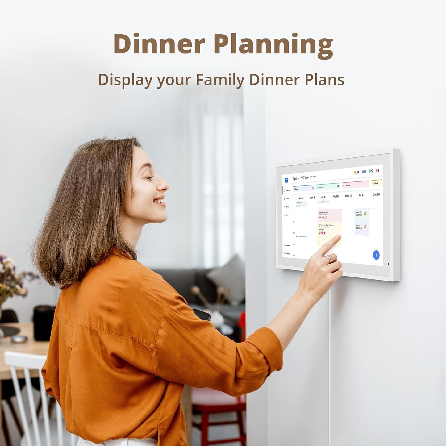 Dragon Touch 21.5" Digital Calendar Chore Chart – 1080P Full HD Interactive Touchscreen, Smart Family Planner, Hearth Display Digital Calendar Wall & Desk Mountable for Seamless Scheduling