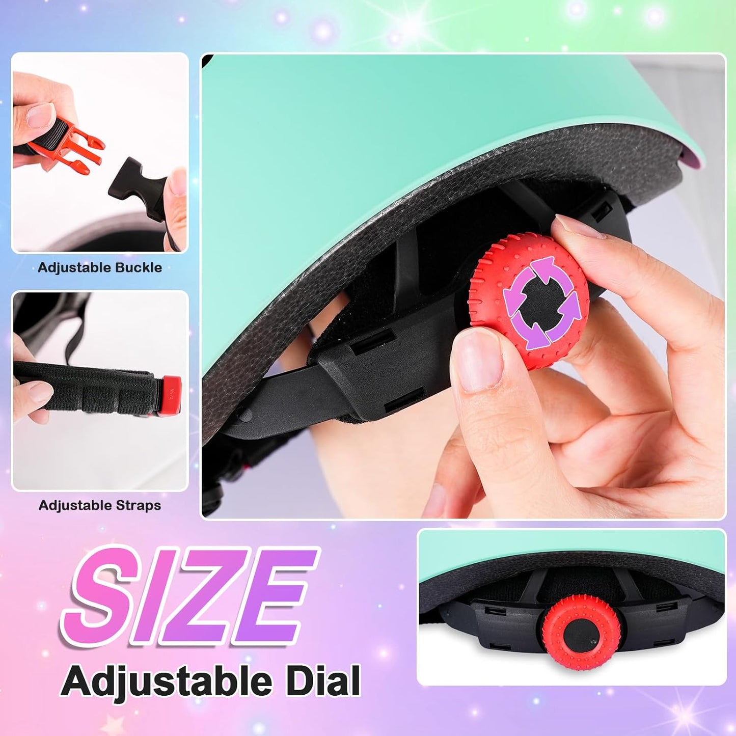 Adjustable Kids Bike Helmet with Knee Pads Elbow Pads Wrist Guards for Age 3-5-8-14+ Youth/Teens,Ventilation Multi-Sport Scooter Roller Skate Rollerblading Skateboarding Climbing Cycling