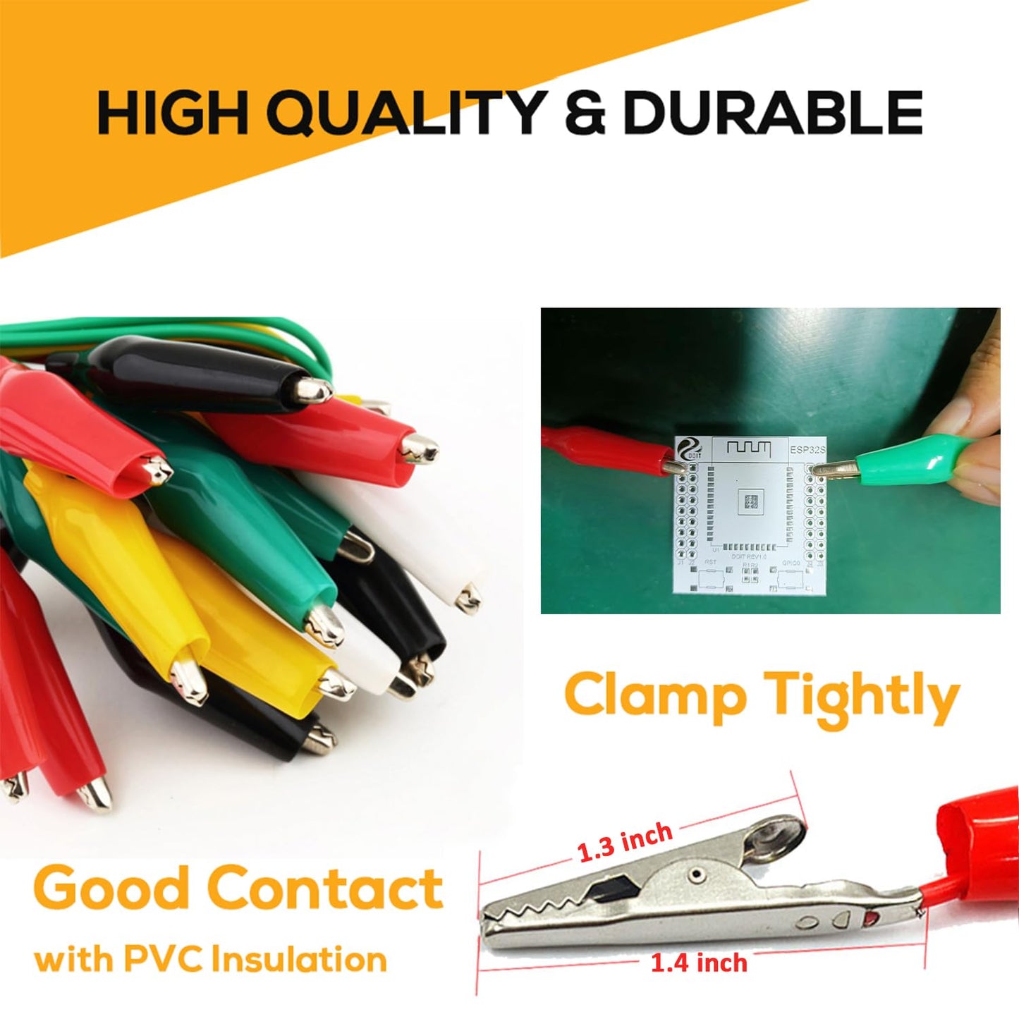 40PCS Premium Alligator Clips Electrical, Crocodile Cable, Test Leads with Test Probes, 5-Color Dual Ended Jumper Wires with Alligator Clip for Multimeter, Electric Experiments, Circuit Connection