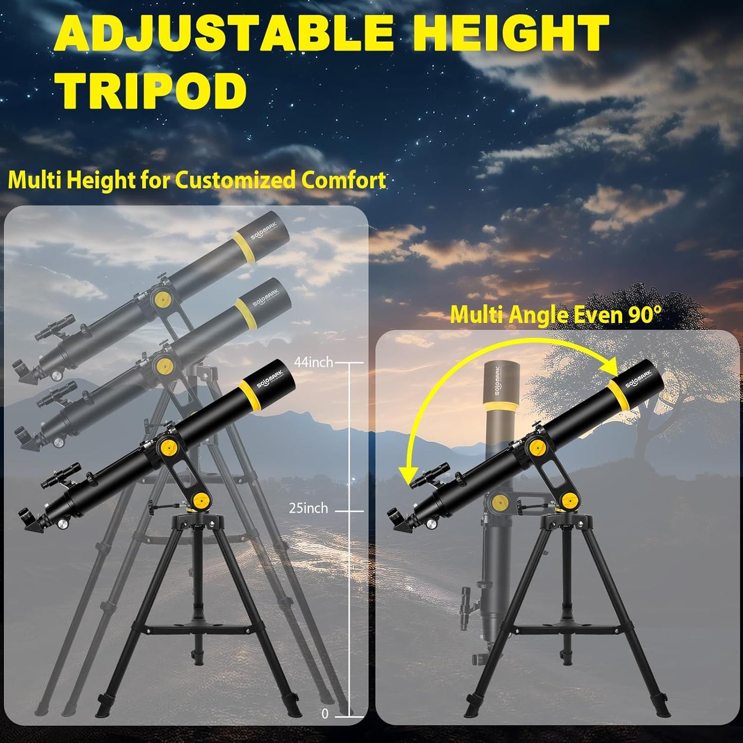 Telescope, Telescopes for Adults Astronomy Professional, 90mm Aperture 1000mm High Powered Telescope for Beginners & Kids with Precision Adjustment Vertisteel AZ Mount Tripod Phone Adapter