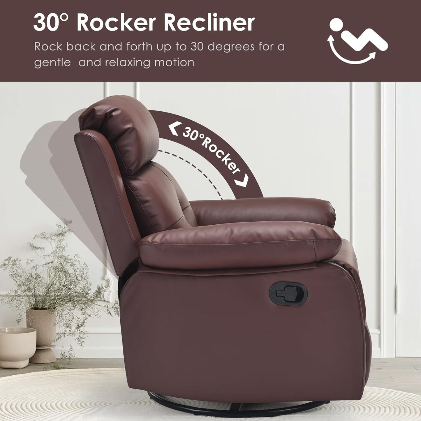 Small Rocker Swivel Recliner Chair for Adults Women for Small Spaces, Bedroom, Living Room