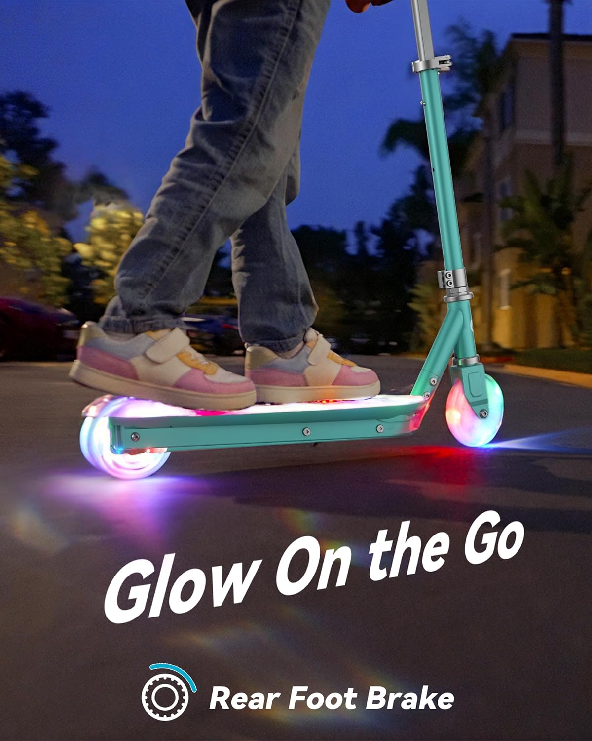 Gyroor Kids Electric Scooter with LED Lights – 2-Level Adjustable Handlebar, 5 MPH Safe Speed, Foot Sensor Start, Rear Brake, 2-Hour Charge, 121 lbs Max Load, for Boys & Girls Ages 6-12