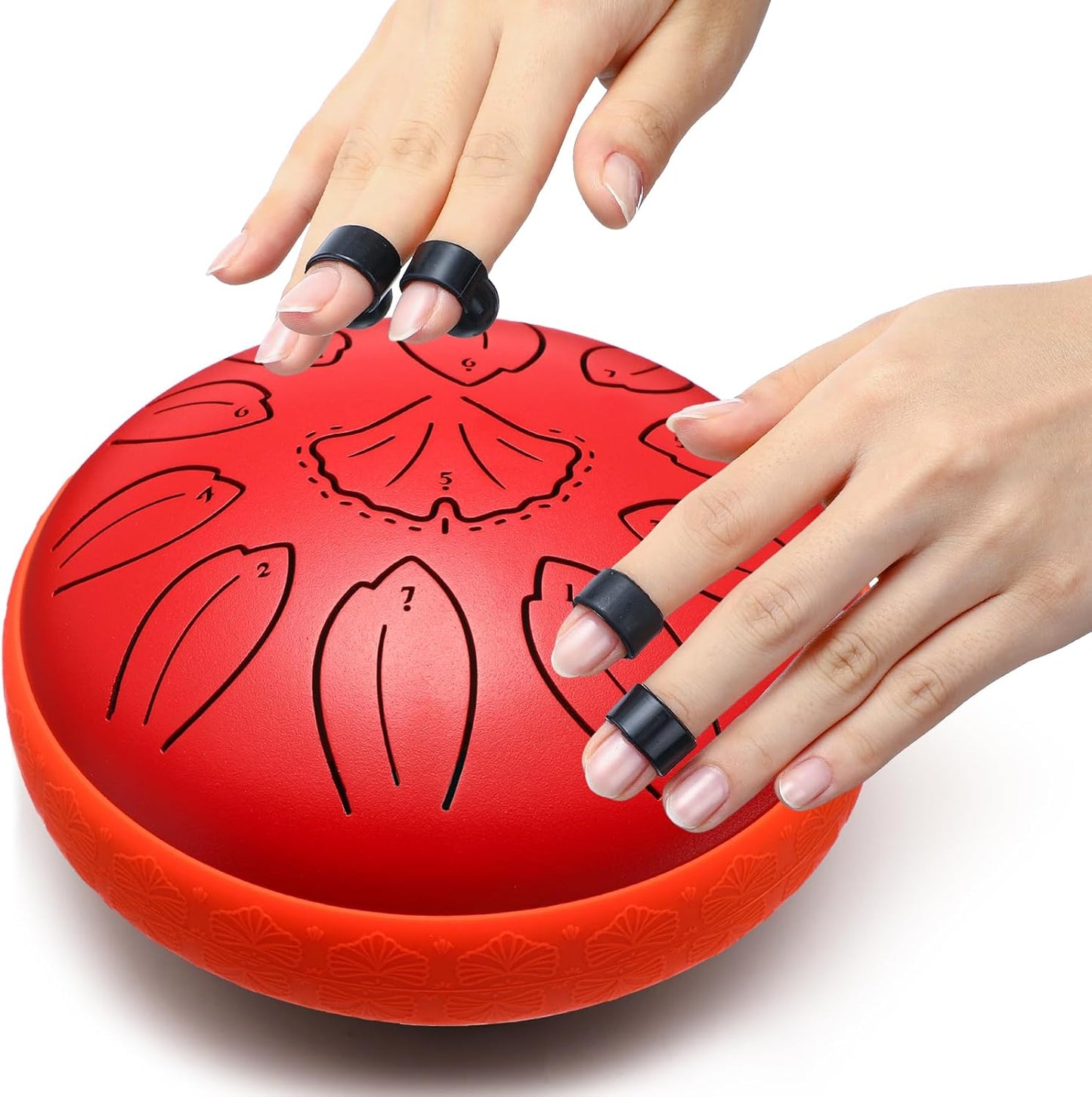 Steel Tongue Drum Percussion, 6 Inch 11 Notes Musical Instruments, Music Gifts for Family Friends (Red)