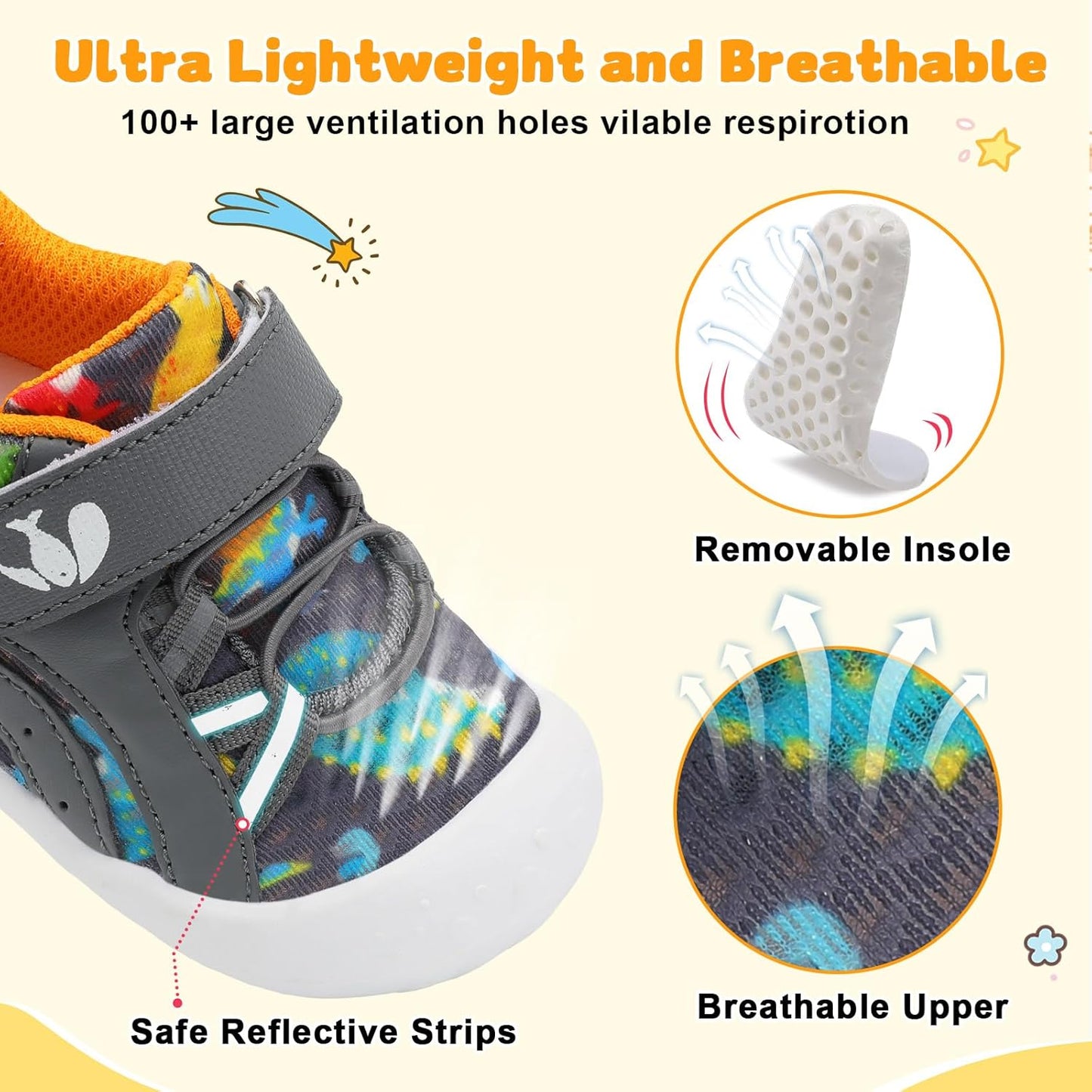 FEETCITY Wide Baby Shoes Boys Girls Baby Barefoot Shoes Breathable Infant Walking Shoe Crib Sock Shoe Toddler Sneakers Flexible