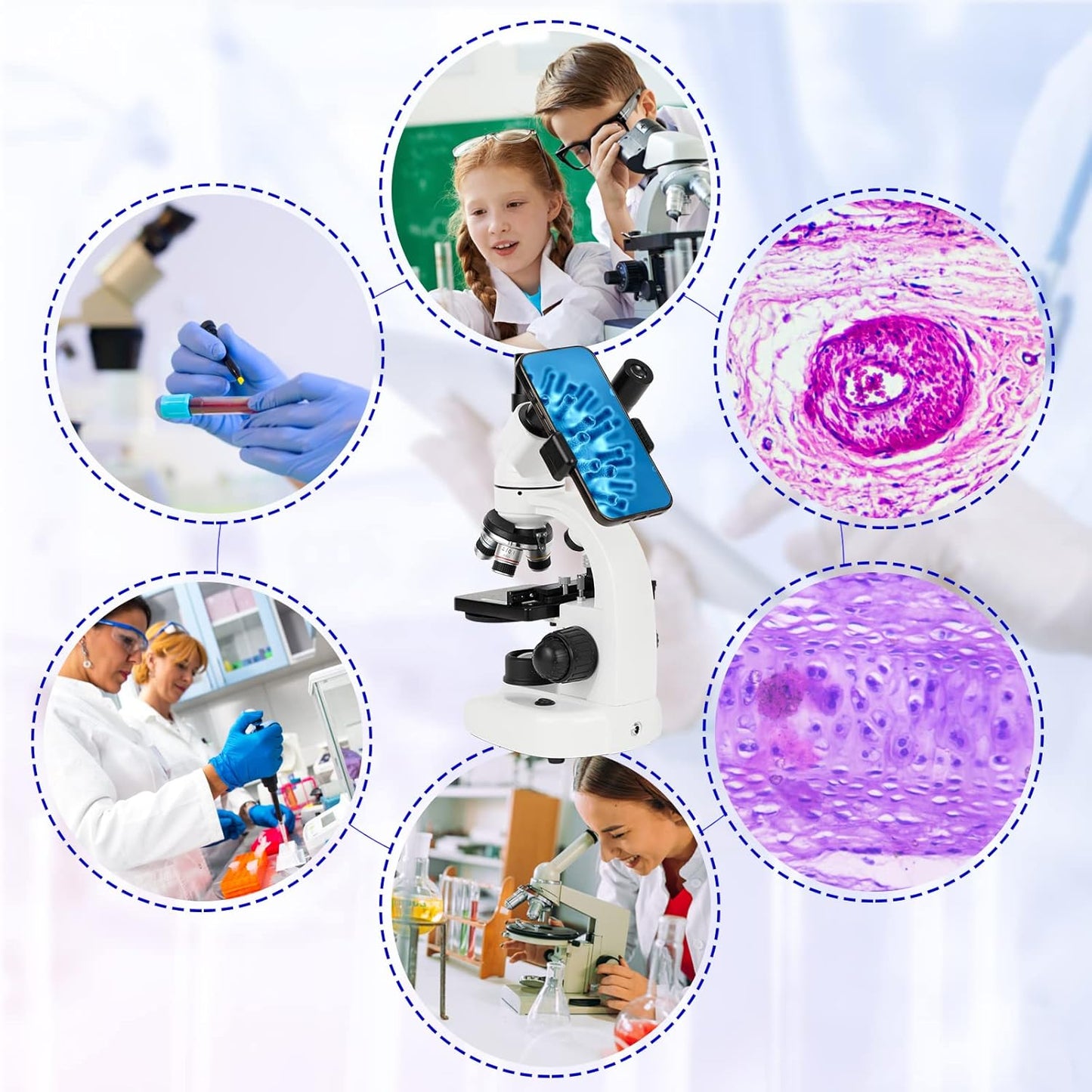 trinocular Microscope, 40X-5000X Magnification, Research Grade trinocular Comp White