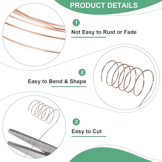 0.2mm Jewelry Wire, 32 Gauge 328FT Craft Wire Copper Beading Wire for Jewelry Making/Planting/Weaving/DIY Crafting, Soft Metal Wires [100M, Copper Tone]