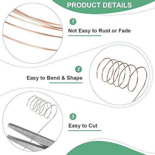 0.2mm Jewelry Wire, 32 Gauge 328FT Craft Wire Copper Beading Wire for Jewelry Making/Planting/Weaving/DIY Crafting, Soft Metal Wires [100M, Copper Tone]