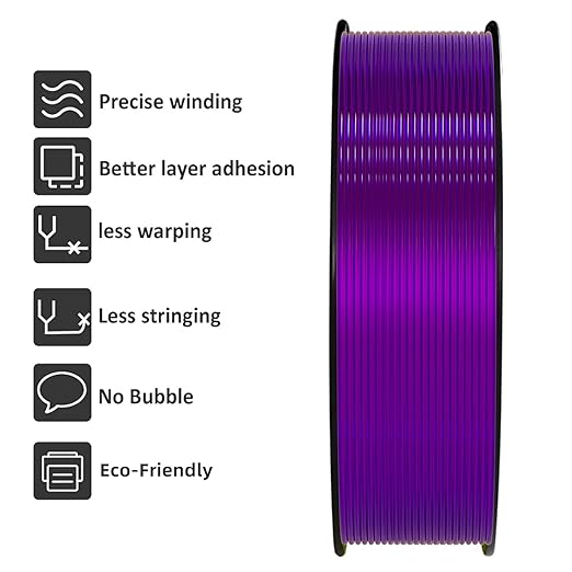 Geeetech TPU Filament 1.75mm, Shore 95A Flexible 3D Printer Filament with High Elasticity, 1KG (2.2lbs) Spool, Dimensional Accuracy ±0.03mm, Fits Most FDM Printers (Clear Purple)