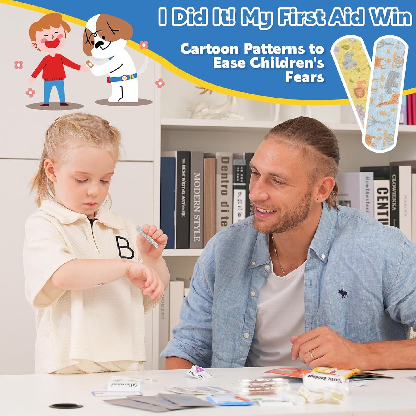 StBernard Kids First Aid Kit, EDC Mini Portable Medical Kit with Cute Bandages, Tools for Children's Daily Boo-Boos, Suits for Home, School, Camping, Hiking, Cub Scouts, Backpacking(Yellow)