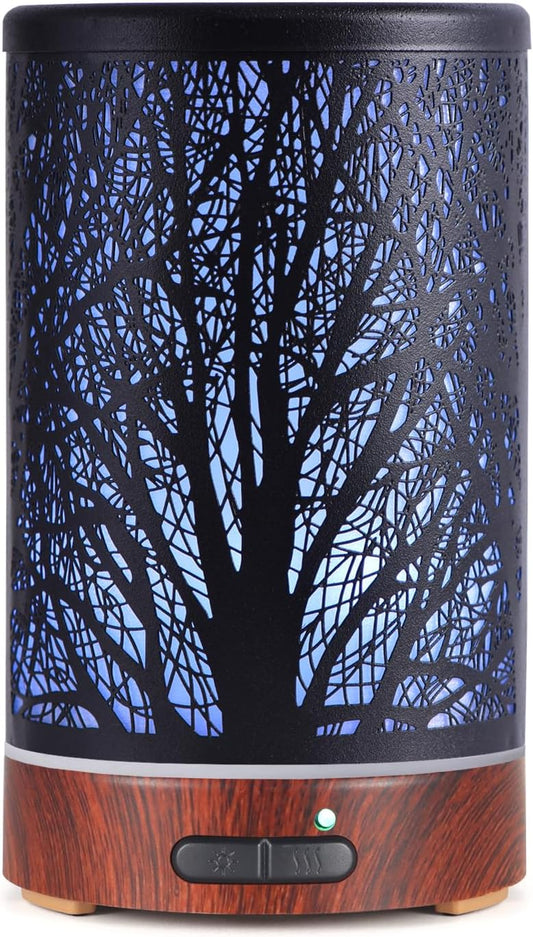 Essential Oils Diffuser for Home,150ML Aromatherapy Diffuser,Birthday Gifts for Women mom,Metal Cool Mist Humidifier with 7 Colors Lights Waterless Auto Off Air Diffusers(Tree)