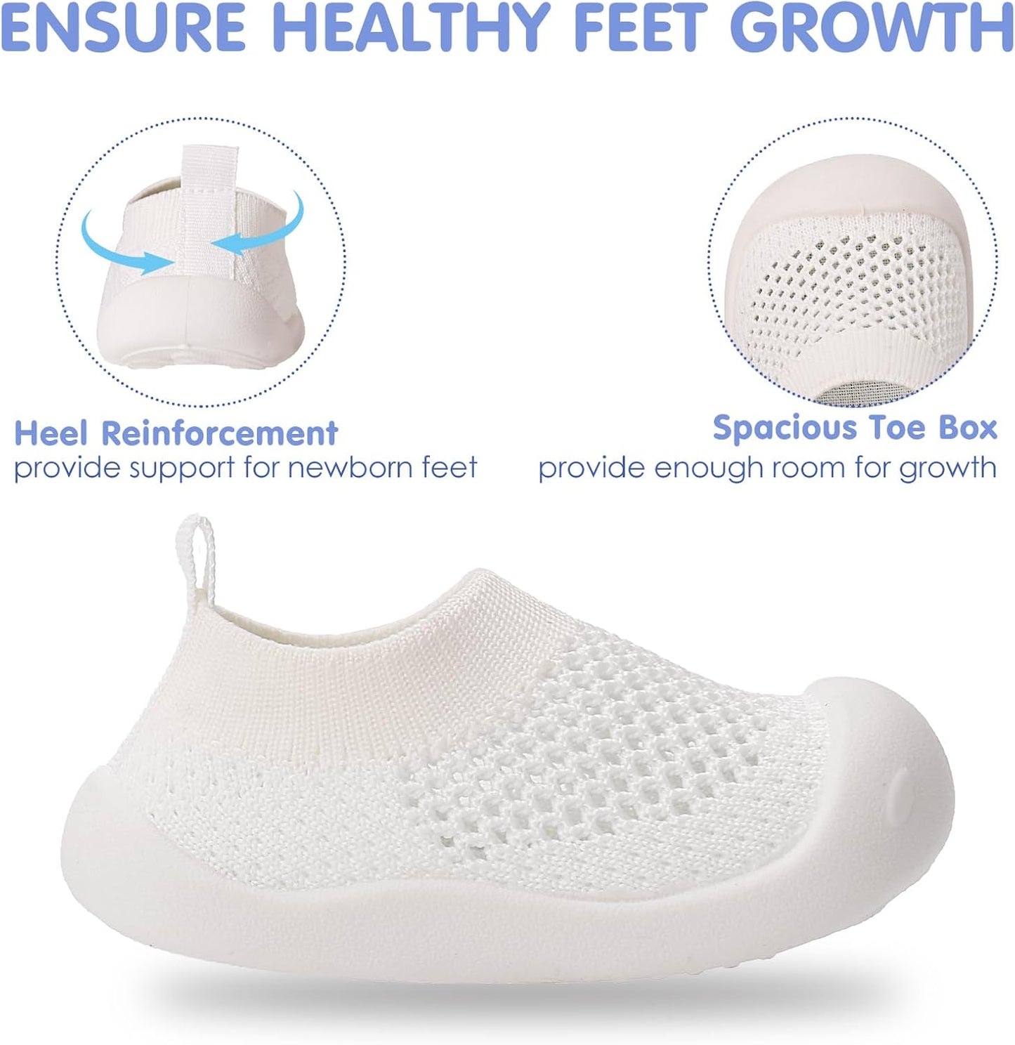 Baby Walking Shoes Toddler Girl Boy Soft Sole Breathable Mesh Slip on Summer Wide Shoes Infant Flexible Lightweight Non-Slip Safer Causal Tennis Shoes Toddler First Walkers Shoes Rubber Soles Outdoor