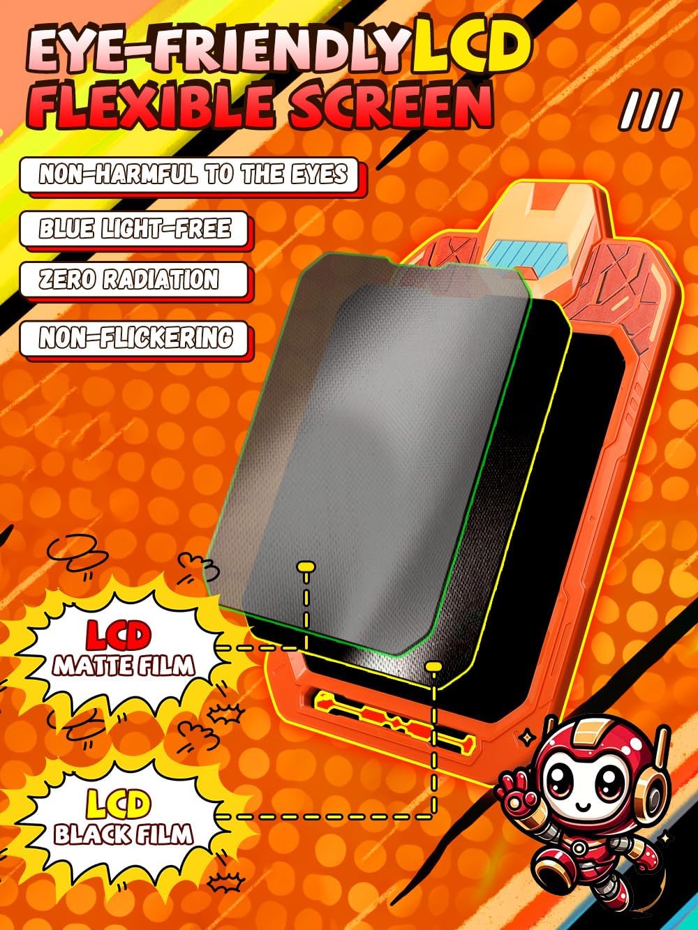 LCD Writing Tablet for Kids 10 Inch Mech Iron Hero for Toddler 2 3 4 5 6 - Paint, Doodle Board, Drawing Pad - Travel Toys, Road Trip Car Activities, Birthday Christmas Gift Boys & Man