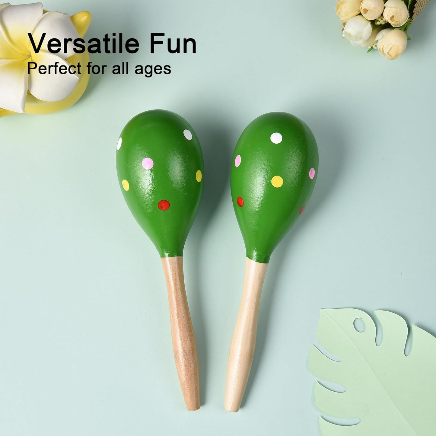 Maracas for Adults Kids Babies, Wooden Maracas Shaker Musical Instrument, Green