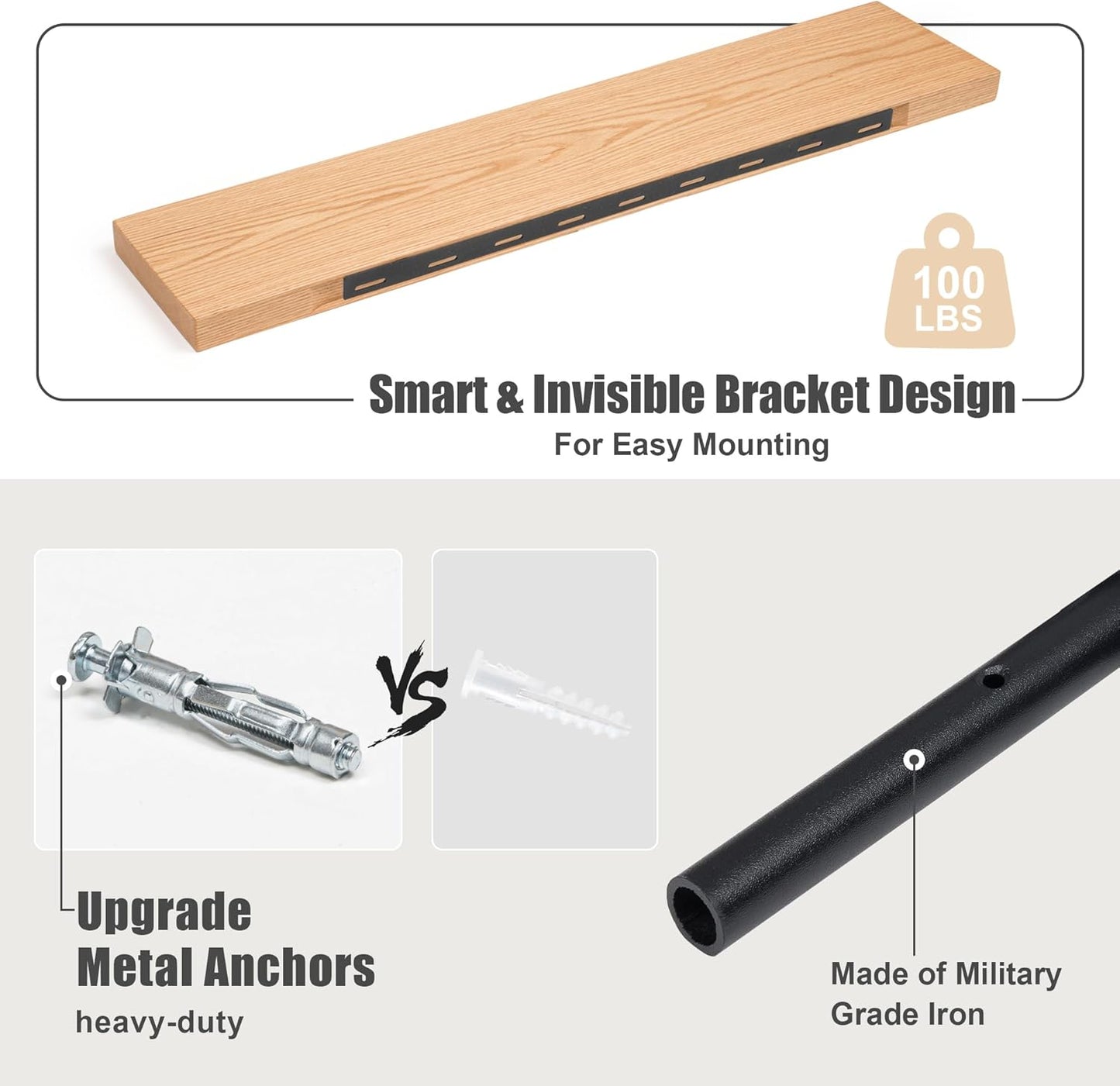 Floating Shelves for Wall, USA-Sourced Oak Wood 36 Inch Long Wall Shelves Set of 2, Natural Wooden Wall Mounted Picture Ledge Shelf, Nursery Book Storage Shelf Kids Bookshelf, Display Shelf