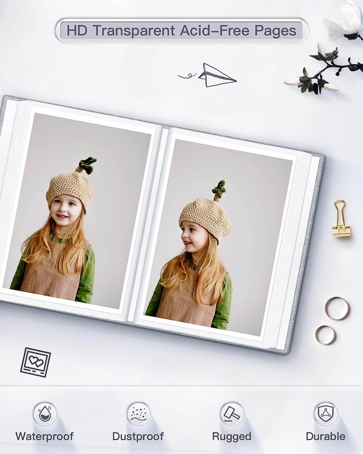 popotop Photo Album 4x6-100 Photos Photo Books with 100 Vertical Pockets,Linen Cover Albums for Family Wedding Anniversary Baby Vacation Pictures