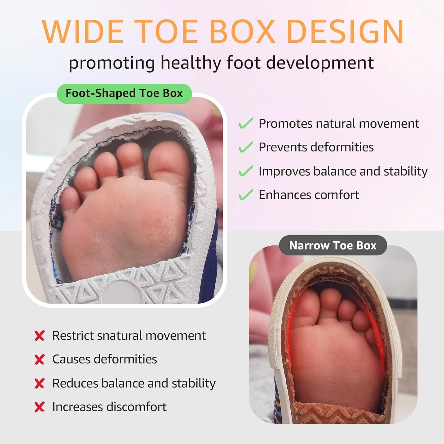 Toddler Wide Toe Box Barefoot Shoes Boys Girls Sneakers Zero Drop Kid Tennis Running Shoes Lightweight Non-Slip Comfortable Infant First Walking Shoe Outdoor Activities School
