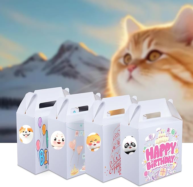 XAGLVV 24pcs White Gable Party Favor Boxes, 7 x 3.5 x 6.6 Inches, Kid Party Favors, Goodie Boxes for Kids Birthday, Wedding, Classroom Activity, Baby Shower, and More