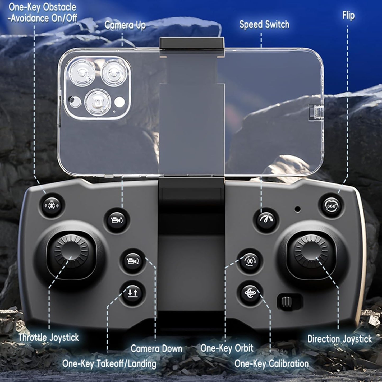 Camera Drone for Kids 8-12 & Adults, Beginner-Friendly Mini Drone with 360° Flips, One-Key Take Off/Landing, Headless Mode, 2 Batteries, RC Quadcopter Toys for Boys Girls